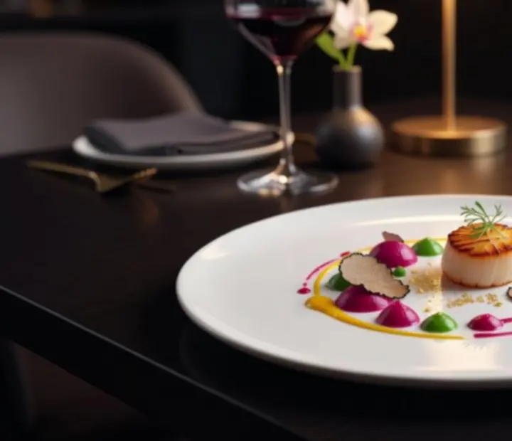 Séf aláírásétele elegáns fine dining tálalásban