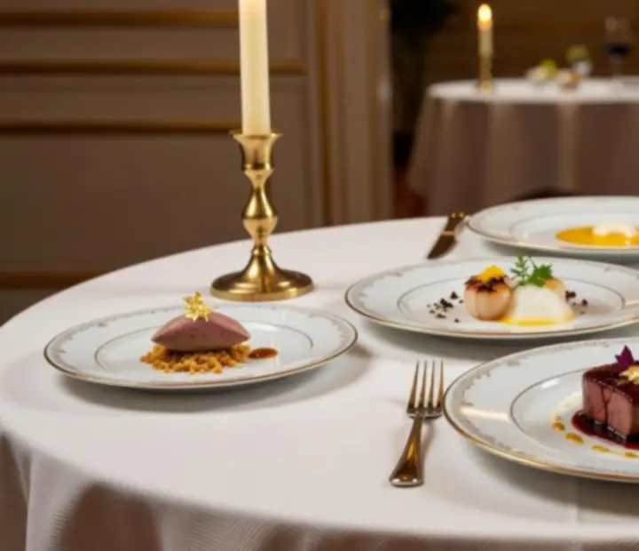 Gourmet séf degusztációs menü művészi tálalással