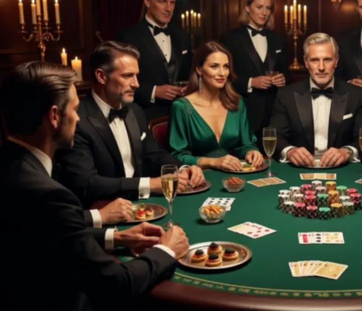 Elegáns privát poker szalon finom vacsorával és szimbolikus zsetonokkal